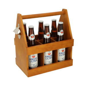 Portabotellas de madera personalizable con destapador