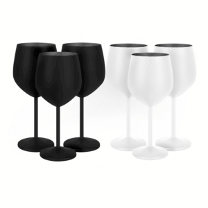 Copa de vino de acero inoxidable negro blanco para eventos en mexico
