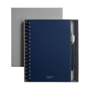 Agenda corporativa 2027 personalizada con logotipo y bolígrafo ejecutivo